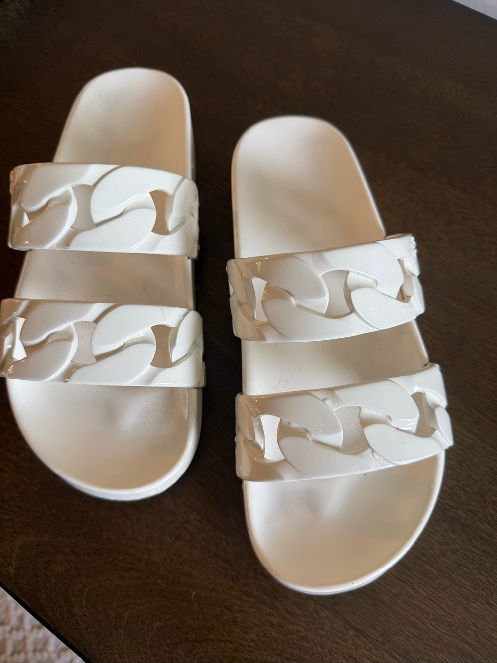 Tory Burch White Triple-Chain Slide Sandals